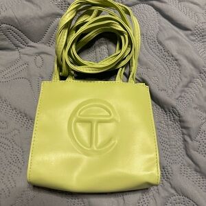 Telfar Green Mini Bag with Embossed Logo and Long Strap